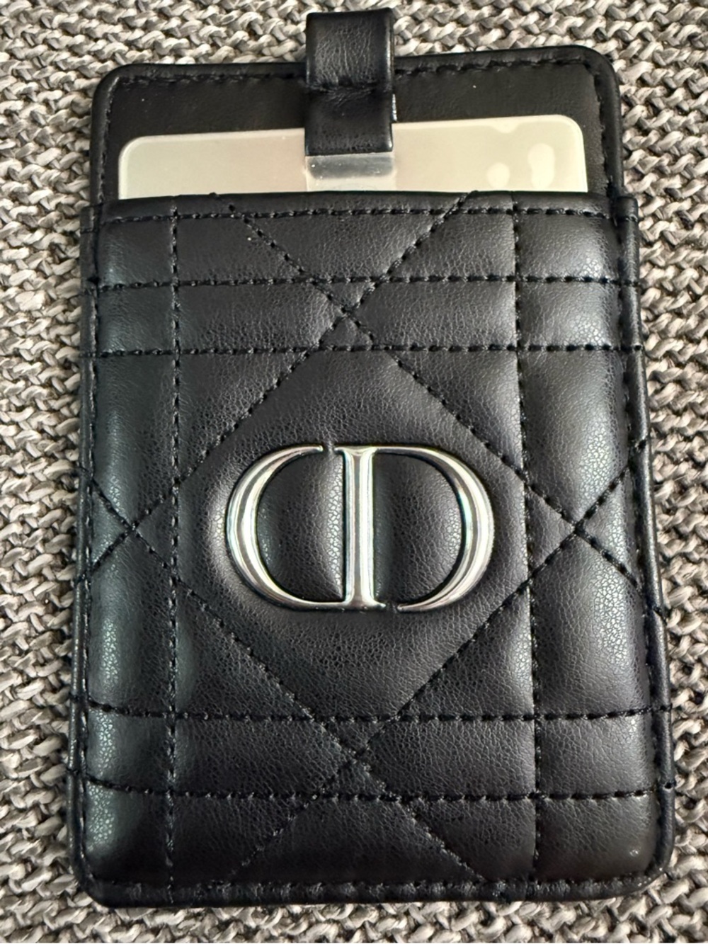 Dior Beauty Black Quilted Faux Leather Card Holder Mirror Phone New Authentic - Picture 8 of 16